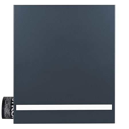 MOCAVI Box 131 Briefkasten anthrazit-grau mit großem Edelstahl-Gravur-Band, Deutsche Produktion, Zeitungsfach (RAL 7016) Zeit