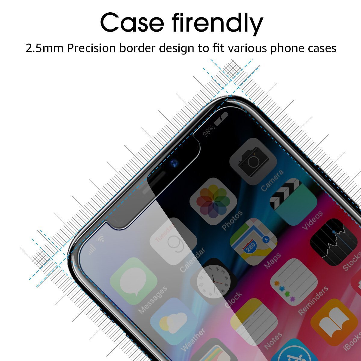 iPhone X Privacy Screen Protector, 2.5D Tempered Glass Screen Protector Film For iPhone X 5.8\
