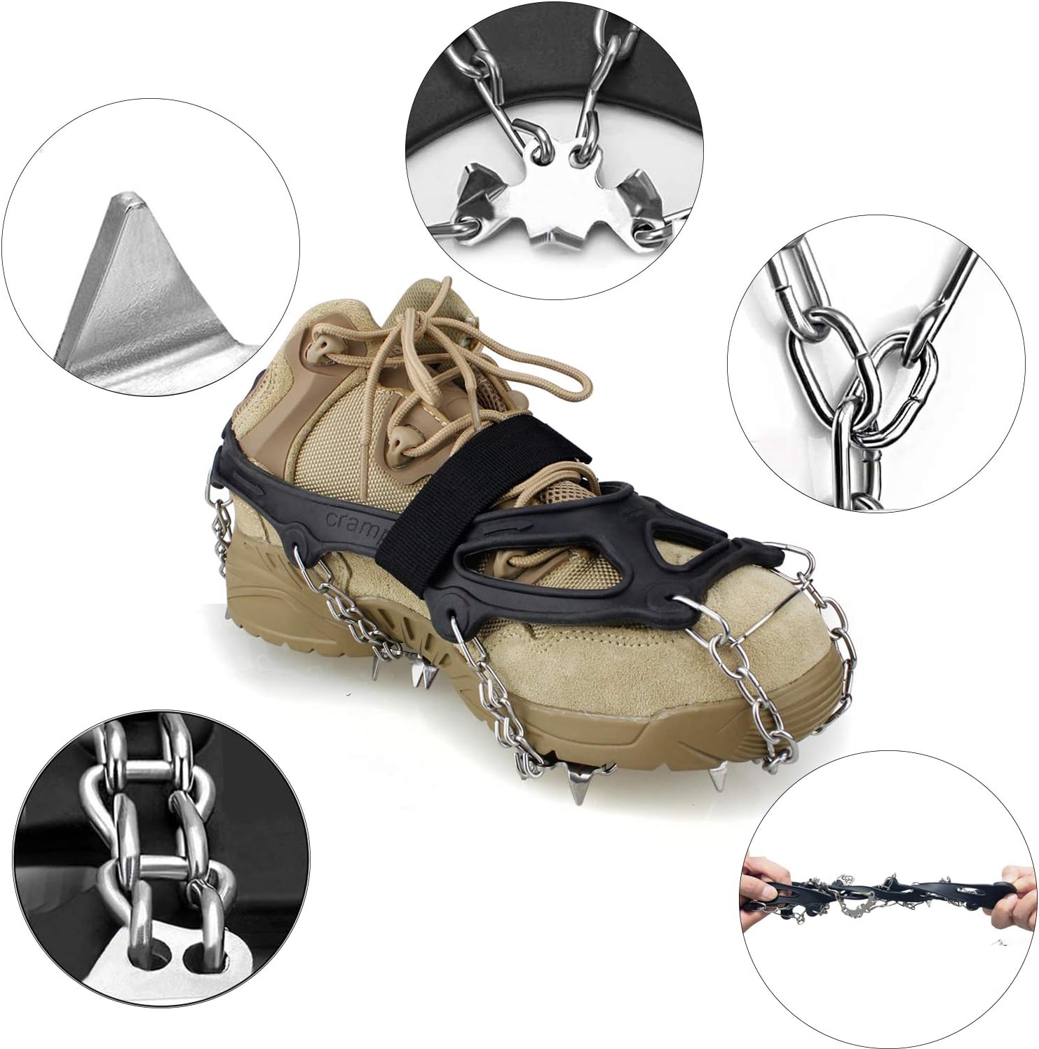 Ykall Crampons Ice Cleats Traction Snow Grips for Boots Shoes Women Men