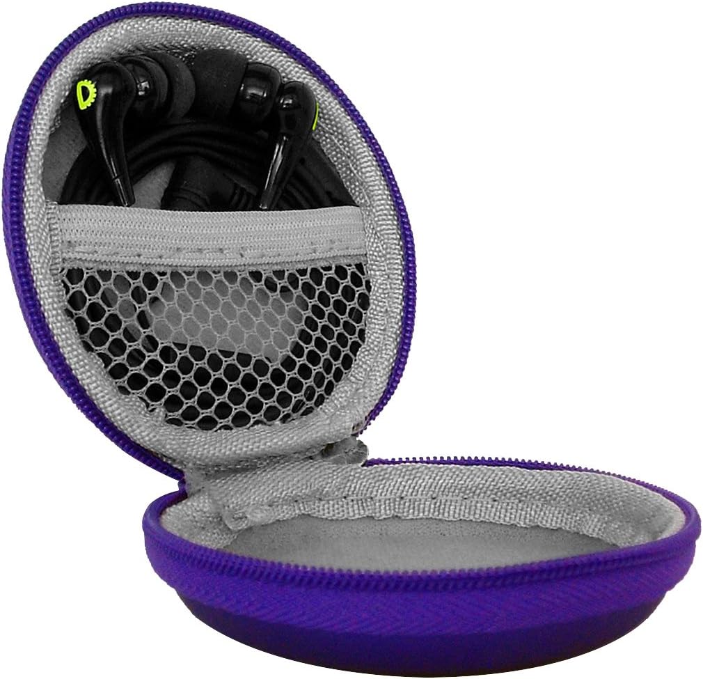in-Ear Wired Earbuds Durable Earphones Headphones_Best Ear Buds Ear Phones for Cell Phone Smartphone Tablet MP3 MP4 CD DVD Player Laptop Notebook Computer. Earphone Case [Purple] DEVICEMATE SD 255