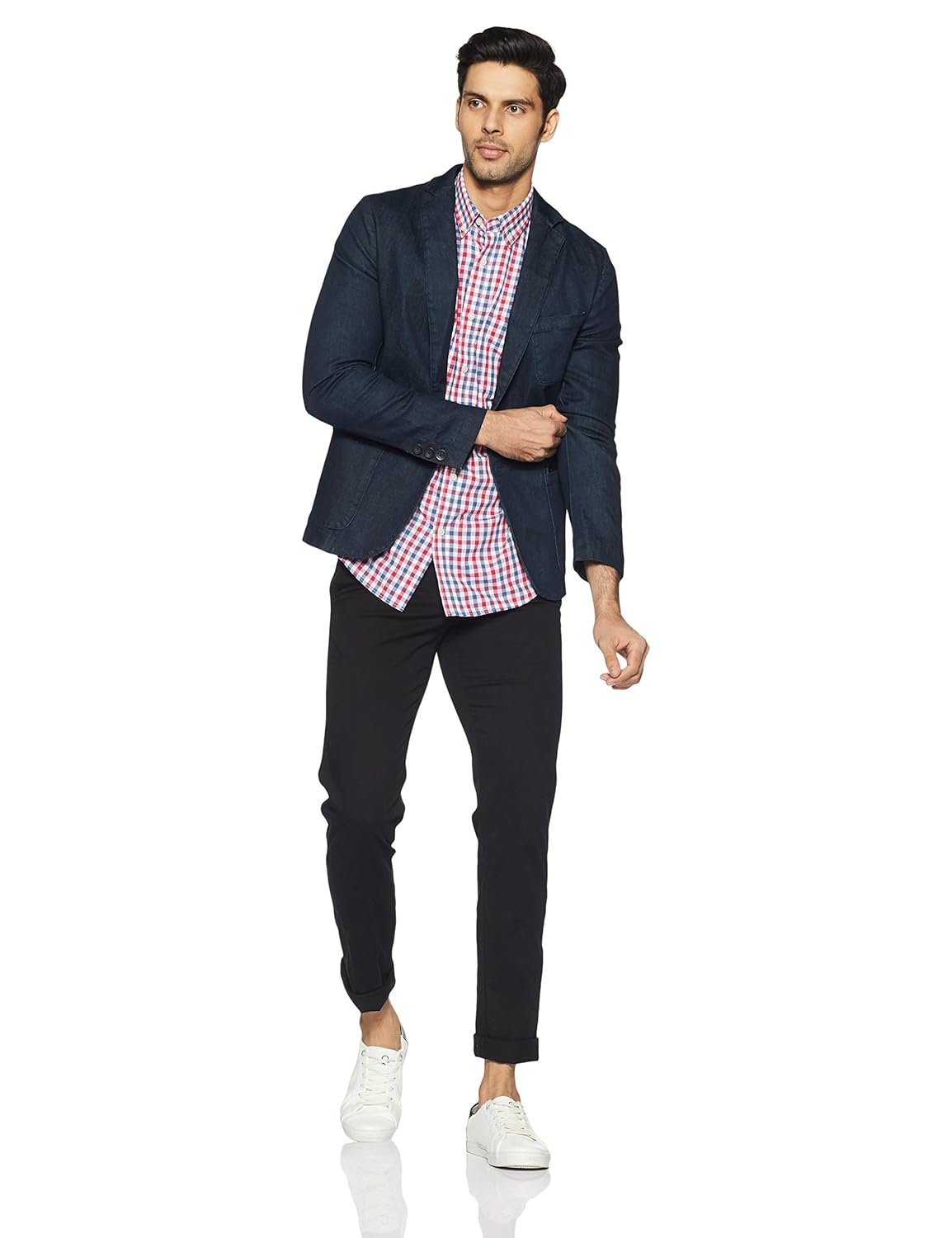 marks & spencer men's checkered regular fit casual shirt