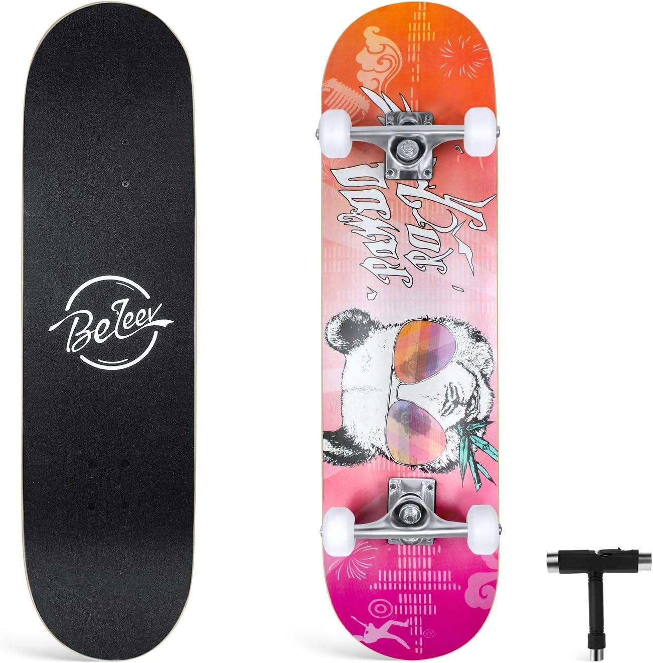 BELEEV Skateboards, 31" x 8" Complete Skateboard for Beginners, 7 Layer