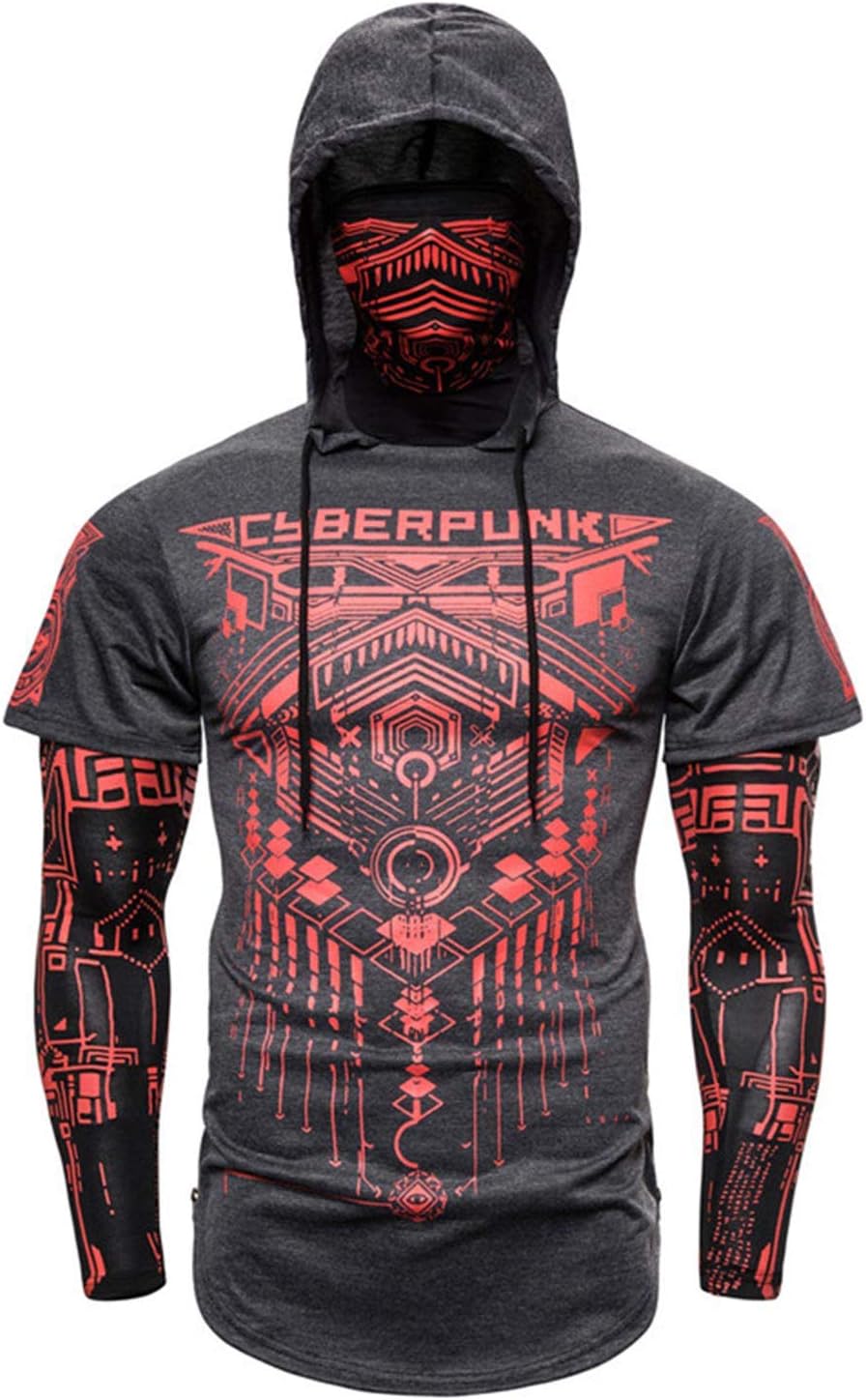 Mens Ninja Hoodie Pullover Casual Sunblock Cycling Sweatshirt with Face Mask