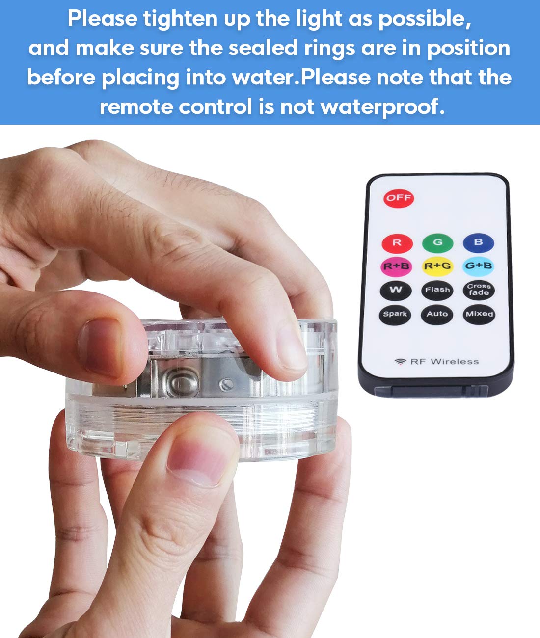 Submersible LED Lights - Idealife Underwater Pond Lights Waterproof LED Lights Pool Lights with RF Remote Control for Fish Tank, Bathtub, Pool, Fountain, Aquarium, Wedding Party, Underwater Decoration