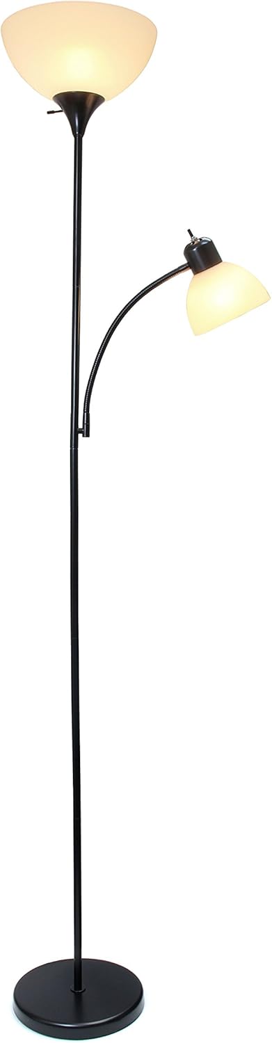 Simple Designs Home LF2000-BLK Mother-Daughter Floor Lamp with Reading Light, 71 x 20.47 x 11.35 inches, Black: Home Improvement