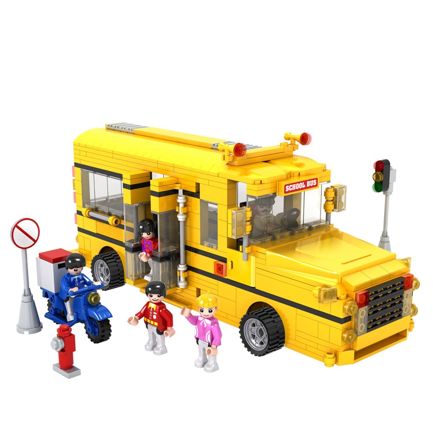 COGO City Long Nose School Bus Yellow Truck Car Vehicle Educational
