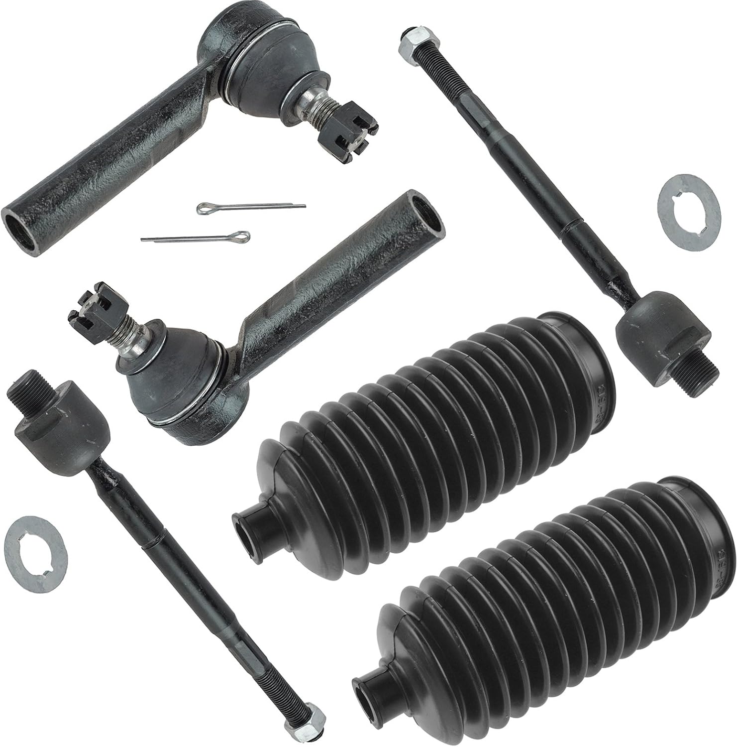6 Piece Set Inner & Outer Tie Rod End w/Rack Boot Bellow