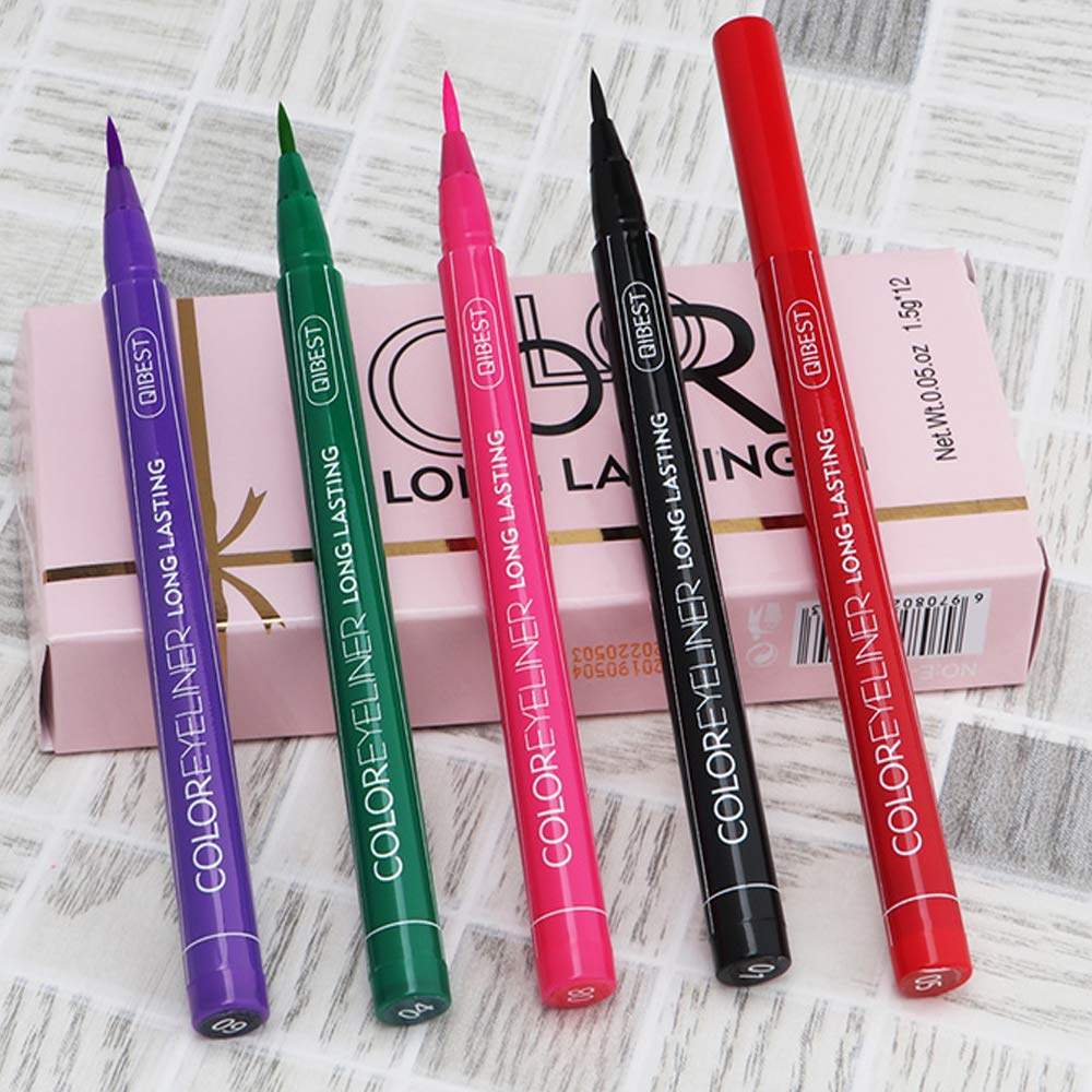 QIBEST Matte Liquid Eyeliner 12 Colors Waterproof High Pigmented Colorful Brighten Pigments Smudgeproof Long Lasting Liquid Eye Liner Pen Set (Gift Set)