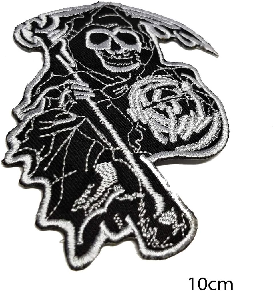 Sons of Anarchy Grim Reaper Motorcycle Biker Skull Embroidery Patches Superhero Superman Iron on Sew on Applique Patch for Clothing