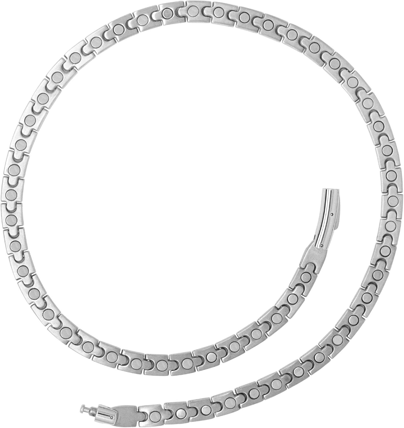 MagnetRX® Titanium Magnetic Therapy Necklace - Natural Pain Relief for Neck Arthritis, Back, Shoulder Pain, Headache and Migraine Relief Magnetic Necklace (Silver, 19.25 Inches): Health & Personal Care