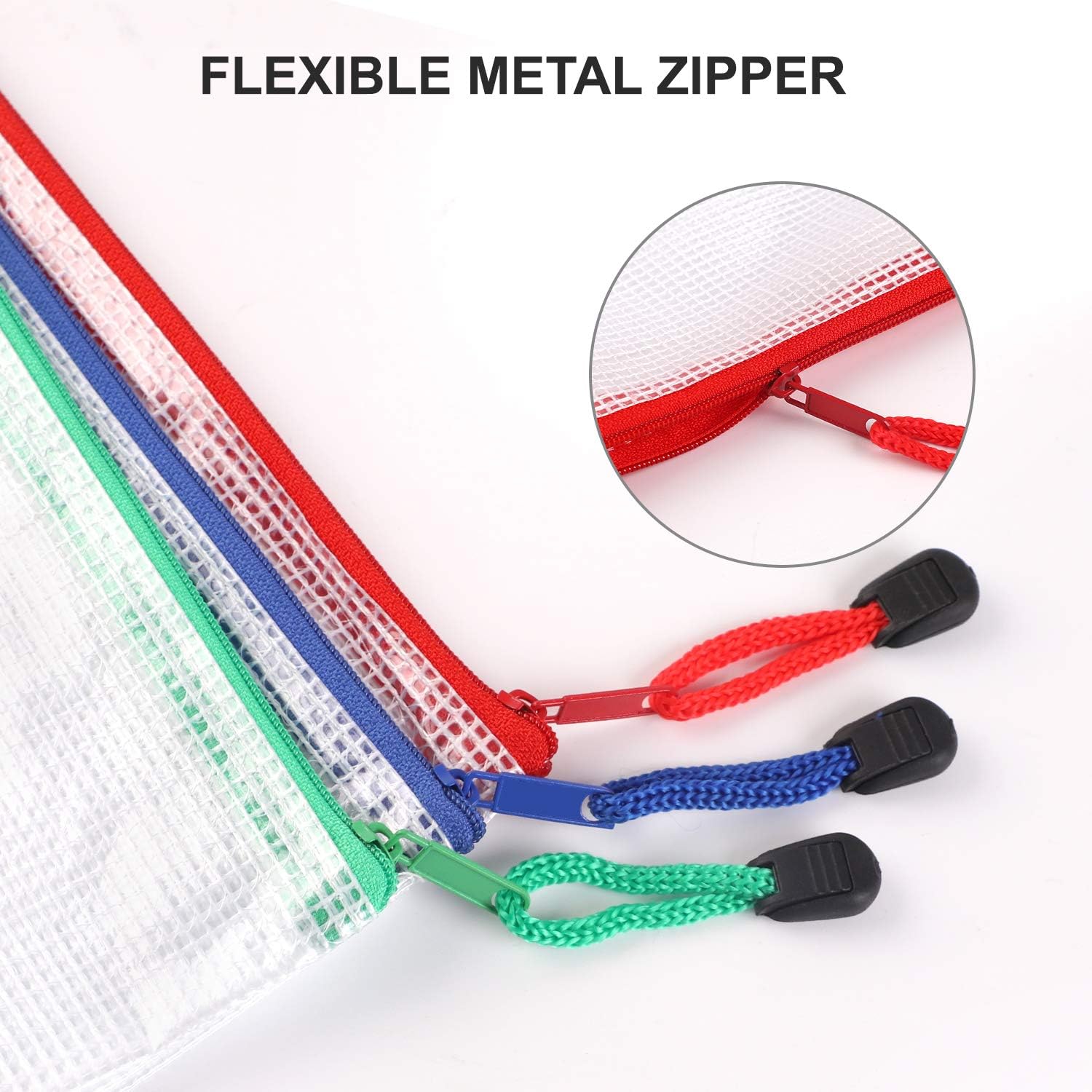 JARLINK 18 Pack 8 Sizes Zipper Mesh Pouch, Waterproof Zipper File Bags Document Pouch Multipurpose Travel Bags for Office Supplies Cosmetics Travel Accessories : Office Products