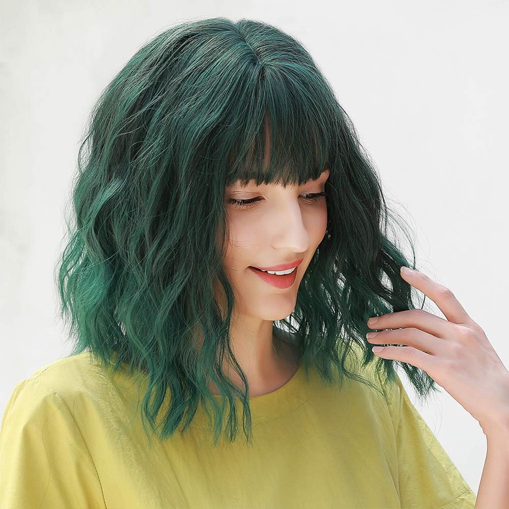 HAIRCUBE Bob Perücke Braun-Blond - Schulterlange Kunsthaarperücke Mit Pony