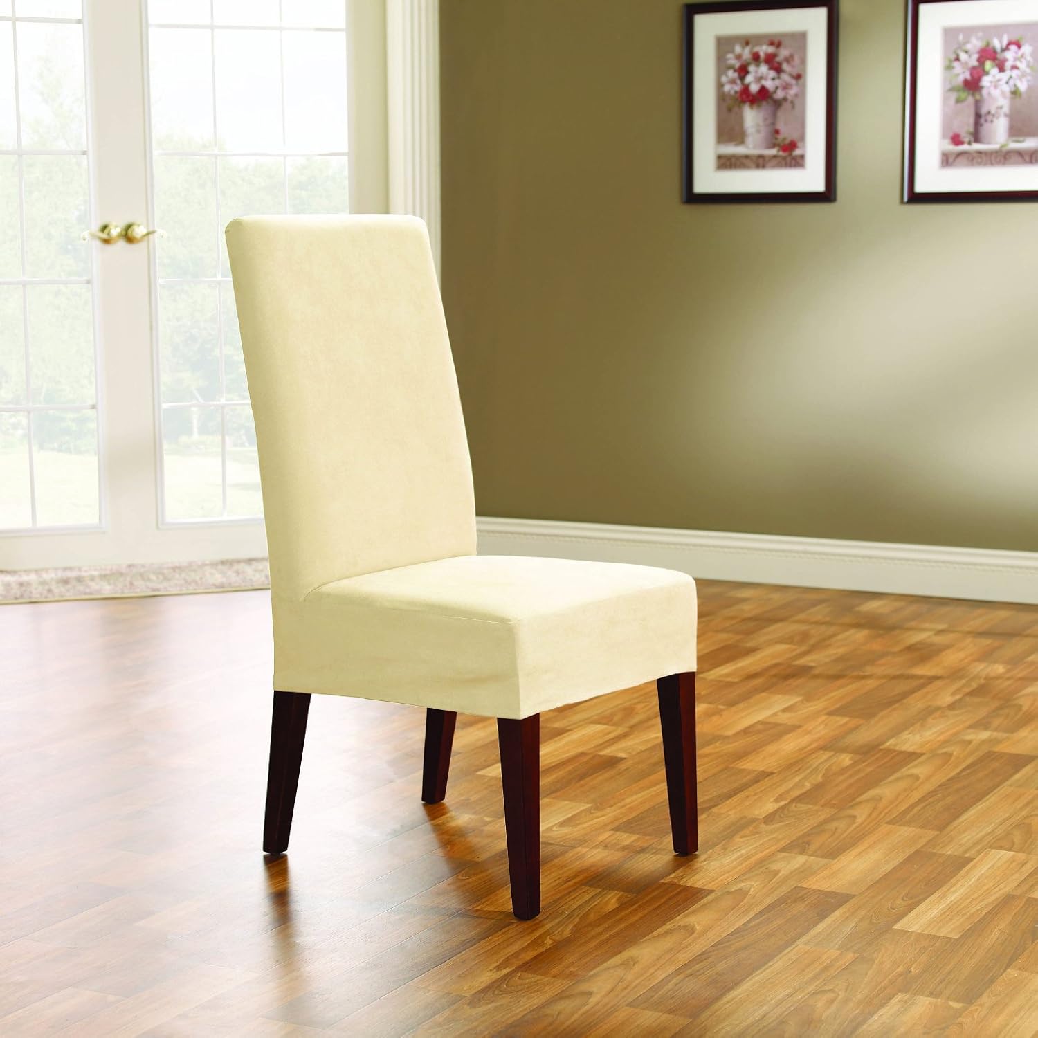 Best Soft Suede Short Dining Chair Slipcover