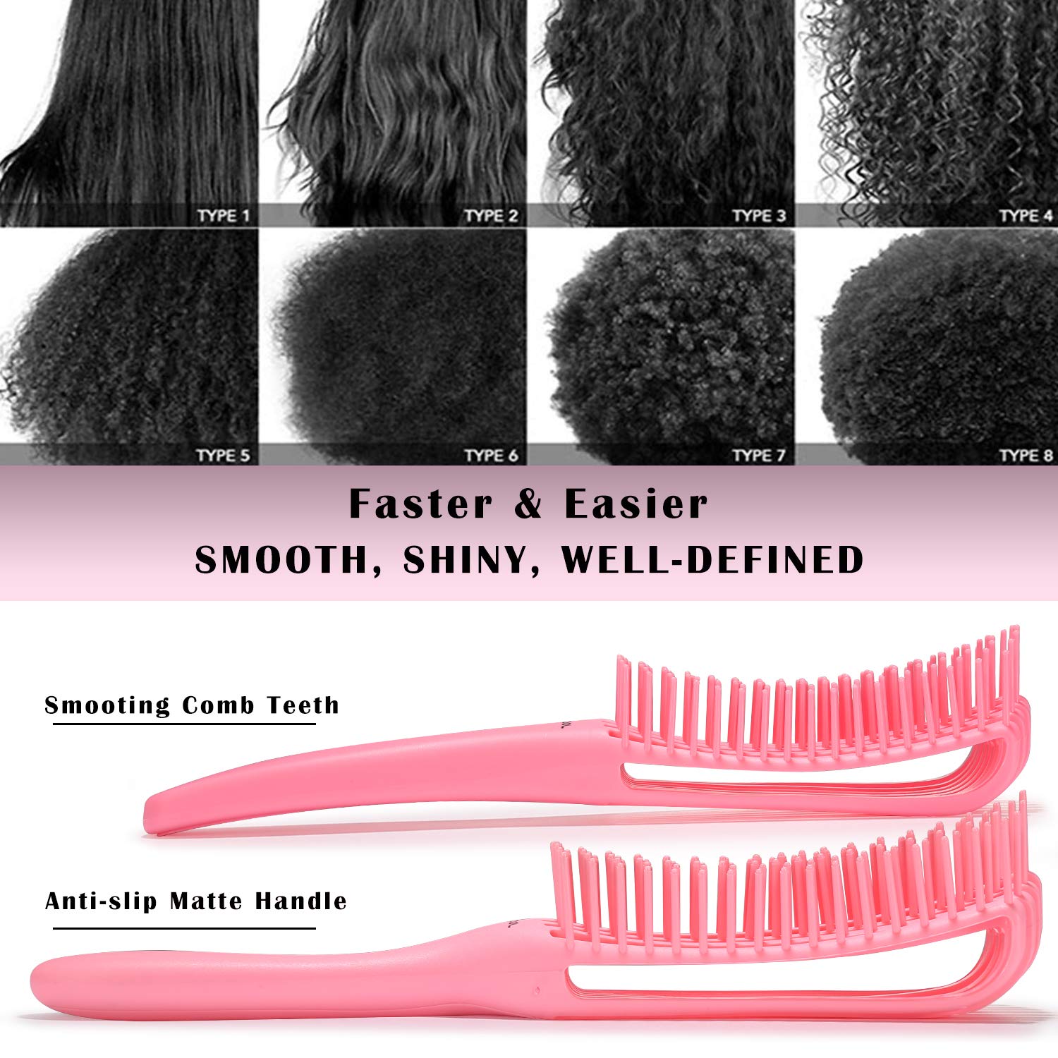 2 Pack BESTOOL Detangle Brush of Curly Hair, Detangling Brush for Black Natural Hair, Detangler Brush for Faster Detangle Wet or Dry 3/4abc Curly, Coily, Kinky Hair with No Pain (Pink): Beauty