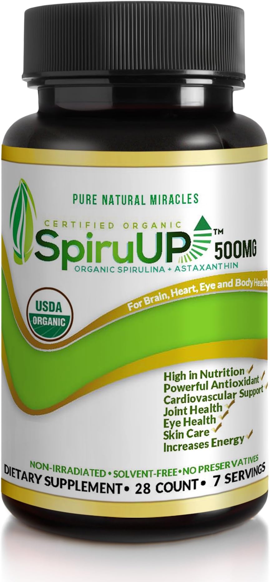 Organic Spirulina Tablets with Astaxanthin Superior to Powder, from Pure Natural Miracles