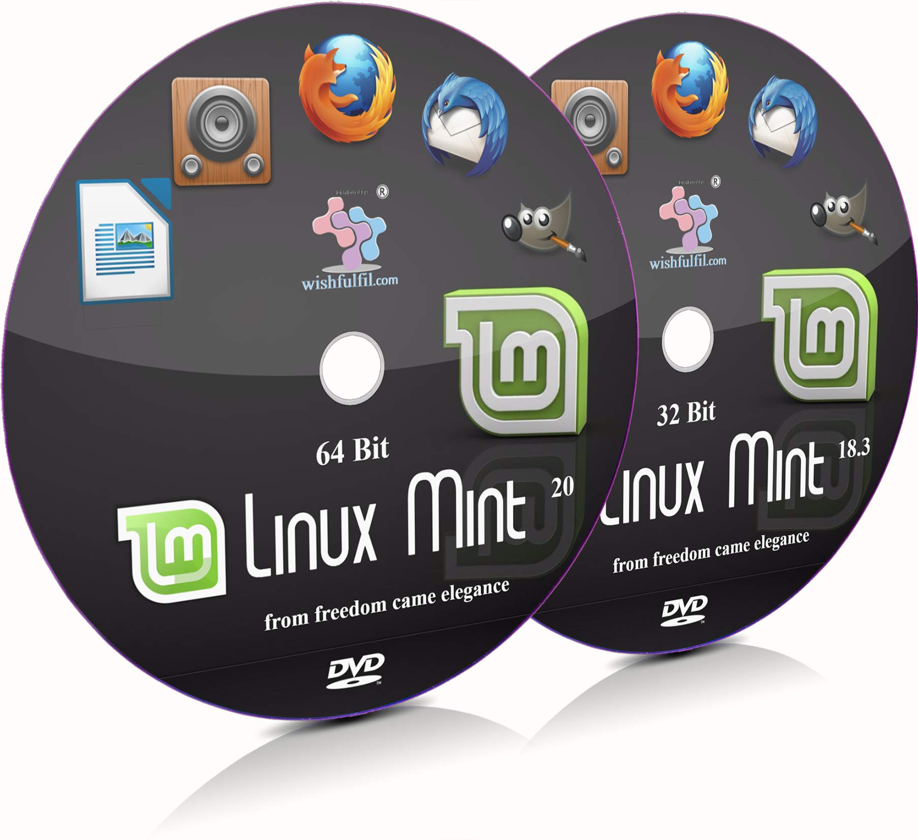 wishfulfil Linux Mint 21 Cinnamon and Linux Mint 19 Cinnamon 32 Bit and 64 Bit Live Bootable DVD