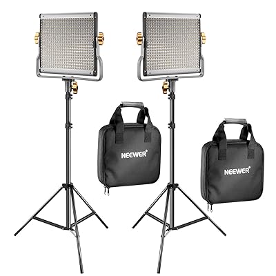 Neewer 2 Packs Dimmable Bi-Color 480 LED Video Light and Stand Lighting Kit Includes: 3200-5600K CRI 96+ LED Panel with U Bracket, 75 inches Light Stand for YouTube Studio Photography, Video Shooting