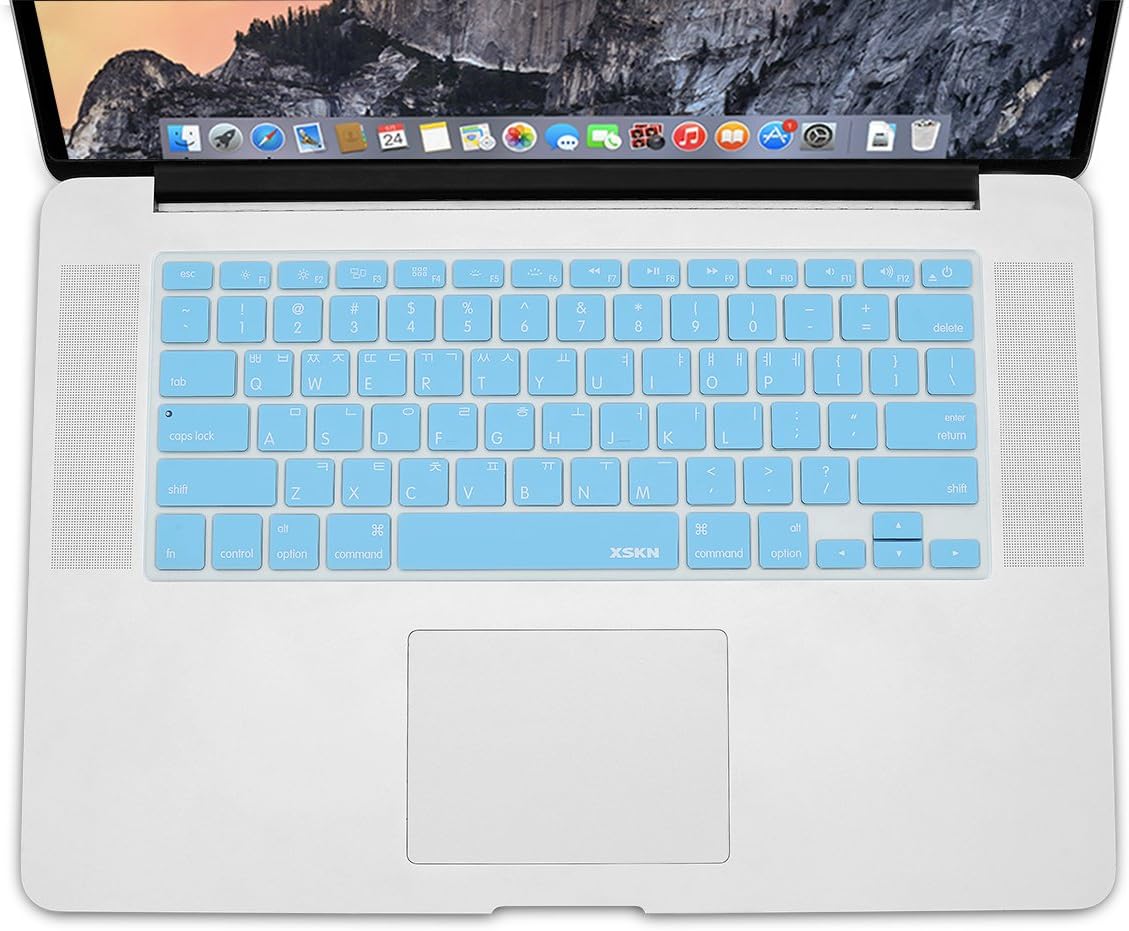 XSKN Korean Language Keyboard Cover Silicone Skin for MacBook, MacBook PRO, MacBook Air 13" 15" 17" (US Version) Blue
