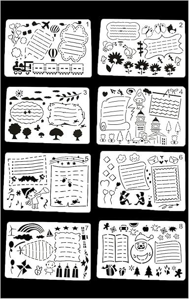 Pochoir De Journal Joyeux Anniversaire Bullet Bullet Journal Stenci Bullet Journal Bullet Journal Pochoirs Pochoir Pochoir Planificateur Lirener 8 Pieces Bullet Journal Pochoir Dessin Diy Modeles