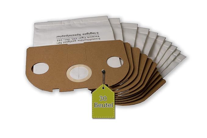 eVendix 30 Staubsaugerbeutel/Staubbeutel/Filtertüten passend für Vorwerk Tiger 250, 251, 252