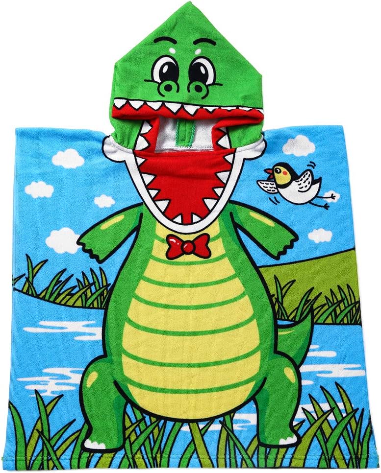 JHONG108 Kids Hooded Beach Towel for Age 1-6 Years Toddler Baby Boys - Super Absorbent Soft Microfiber Poncho Towel, Multi-use for Bath/Swim/Pool/Shower