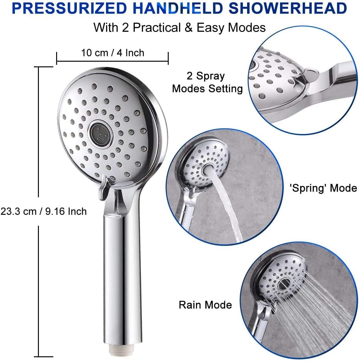 Hopopro High Pressure Handheld Shower Head Set with 61 Inch Stainless ...