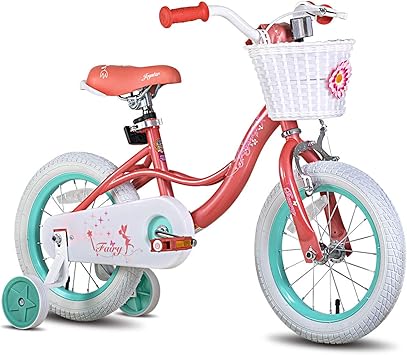 Amazon Joystar フェアリー12インチ 14インチ 16インチ 18インチ キッズバイク バスケット トレーニングホイール付き 2 9歳の女の子向け コア ピンク パープル Joystar 子ども用自転車