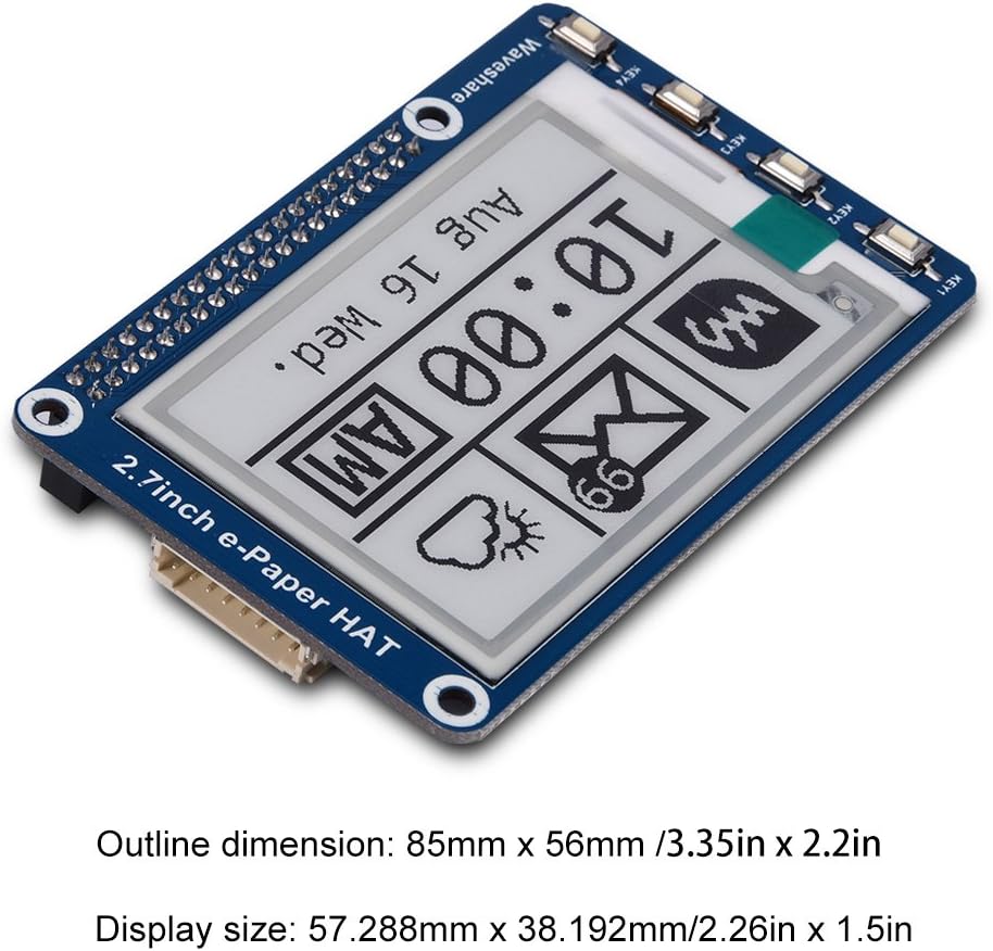 2.7inch E-Ink Display HAT 264×176 E-Ink Module Balck White Display ...