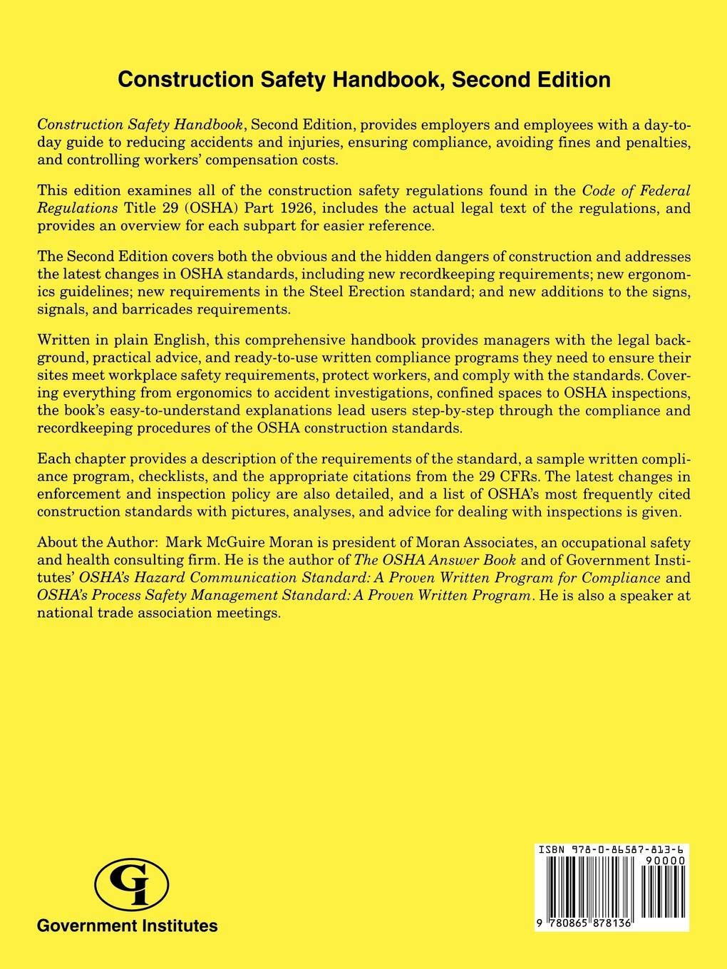 Construction Safety Handbook: A Practical Guide to OSHA Compliance and  Injury Prevention: Mark McGuire Moran: 9780865878136: Amazon.com: Books