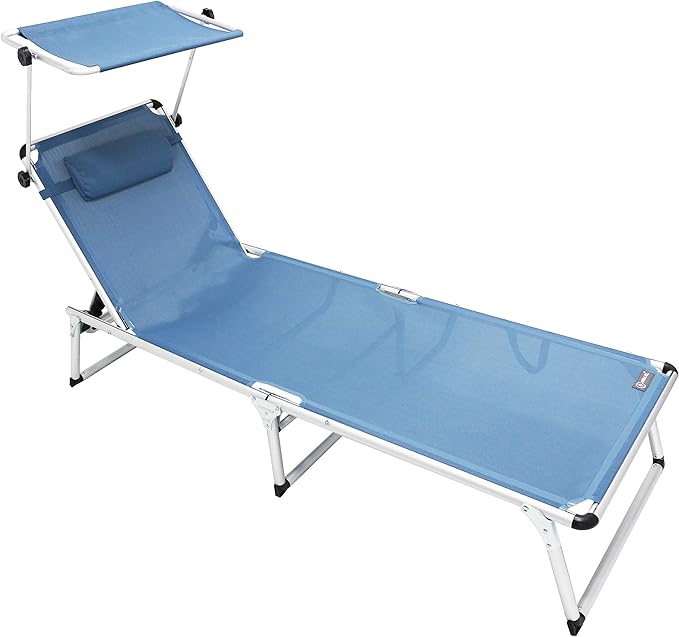 Homecall SunLounger Beach Folding bed Alu textilene blue Amazon.co.uk