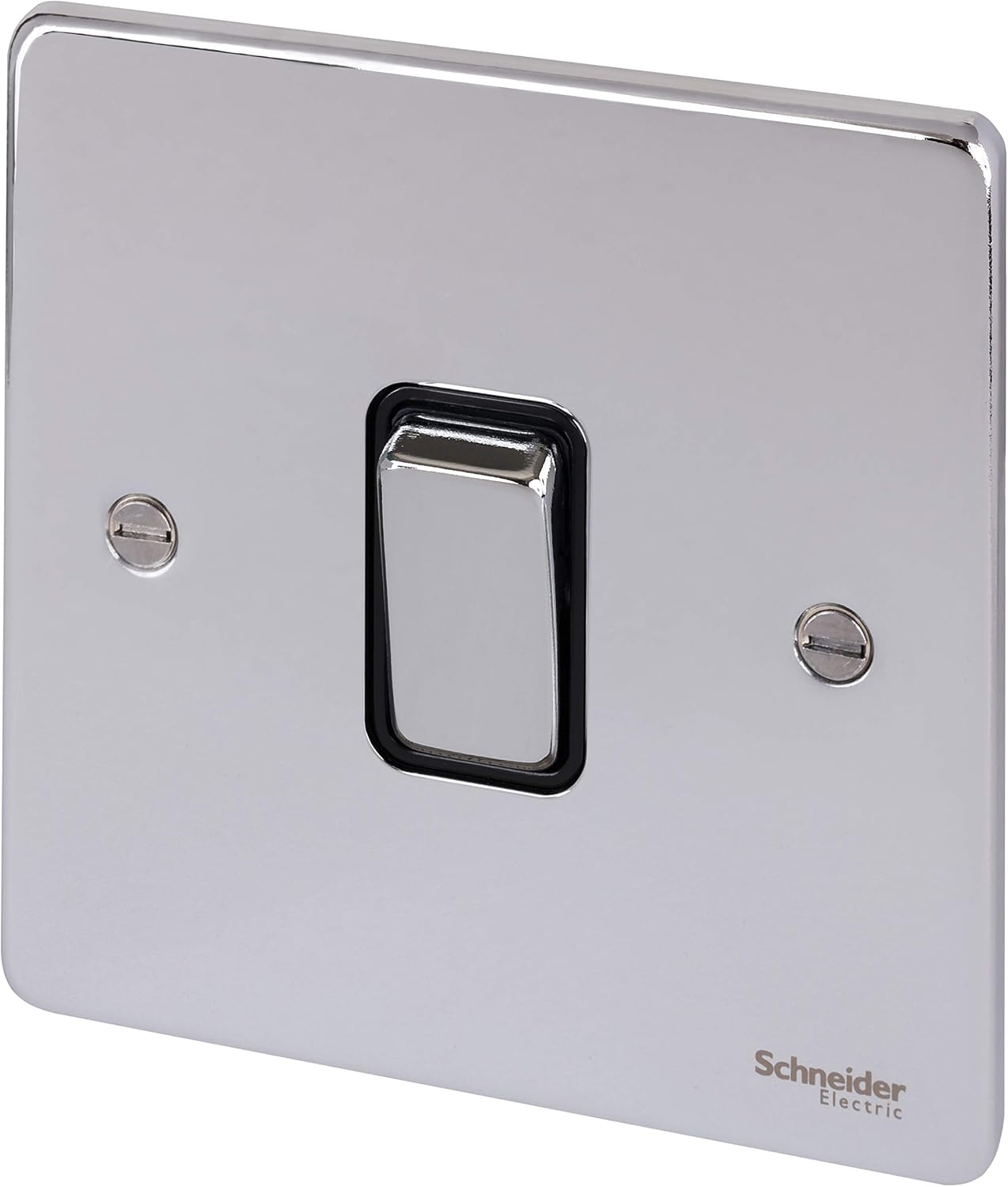 Schneider Electric Ultimate Low Profile - Single 2 Way Light Switch, GU1512BPC, Polished Chrome with Black Insert - Image 3