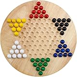 All Natural Wood Chinese Checkers with Wooden Marbles by Brybelly