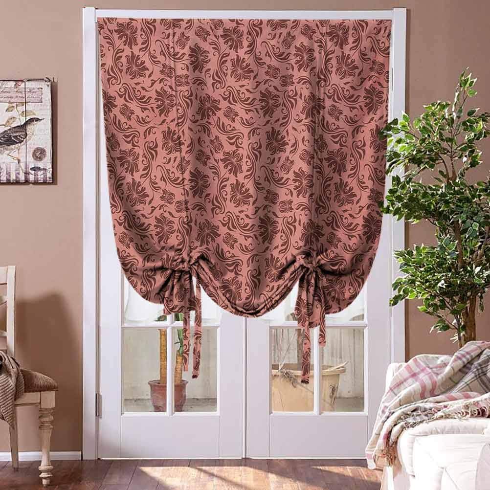French Door Curtains Peach Tie Up Balloon Shade Curtain