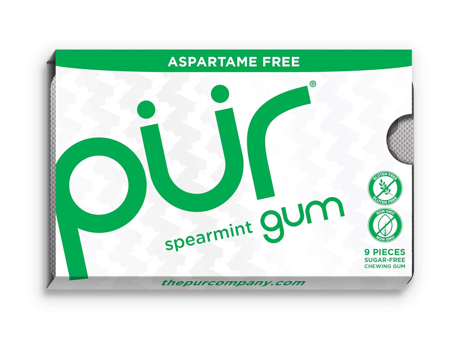 PUR 100 Xylitol Chewing Gum, Spearmint, 9 Pieces per Pack