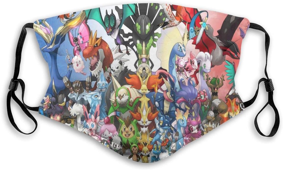 Anti Dust Mouth Face 5-lay Activated Filter 3D Pokémon All Dustproof Pollution Earloop Mouth Face Cover Protection For Men Women Kids