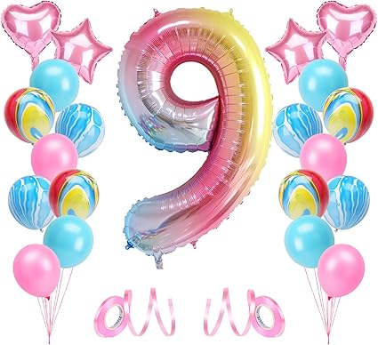 KATELUO Globo de Cumpleaños 9 Años, Decoración de Cumpleaños 9 Años, Globo  Numero 9 Gigante, Cumpleaños Globos 9 Años Niña, Globos de Cumpleaños Niña  9 Años para Fiestas de Cumpleaños : Amazon.es: Hogar y cocina