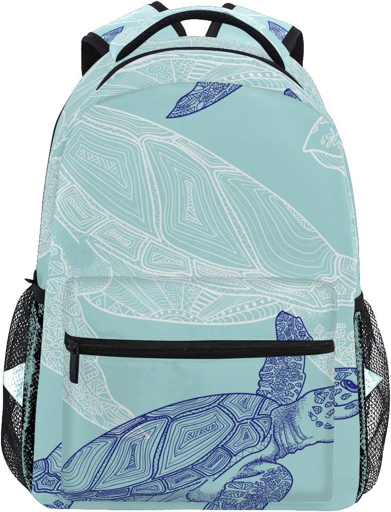 Retro Ocean Sea Turtle Casual Backpack Student School Bag Travel Hiking