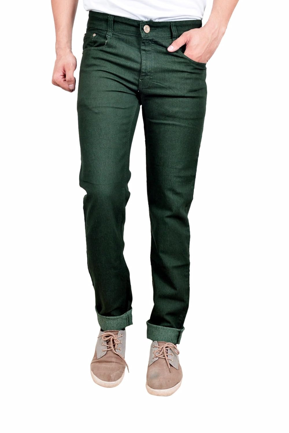 studio nexx men's dark green regular fit jeans