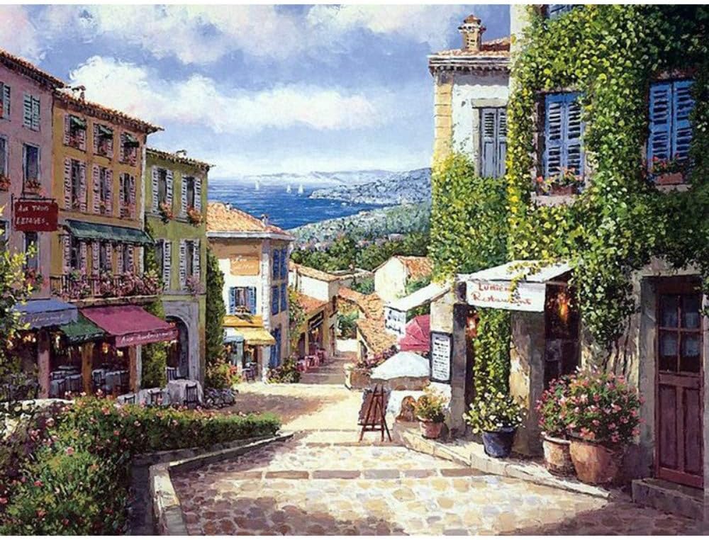Mediterranean Shop Doorbo Landscape Diy Digital Painting By Numbers Modern Wall Art Canvas Painting Unique Gift Home Decor 40X50