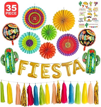 Amazon Com Fiesta Party Decorations Foil Balloons Backdrop Kit