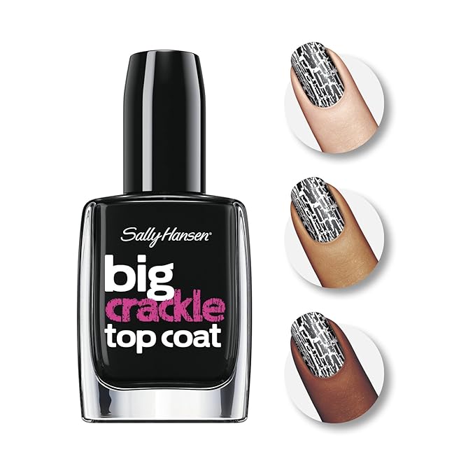 Amazon Com Sally Hansen Treatment Big Crackle Top Coat Nail Color Black On 0 4 Fluid Ounce Beauty