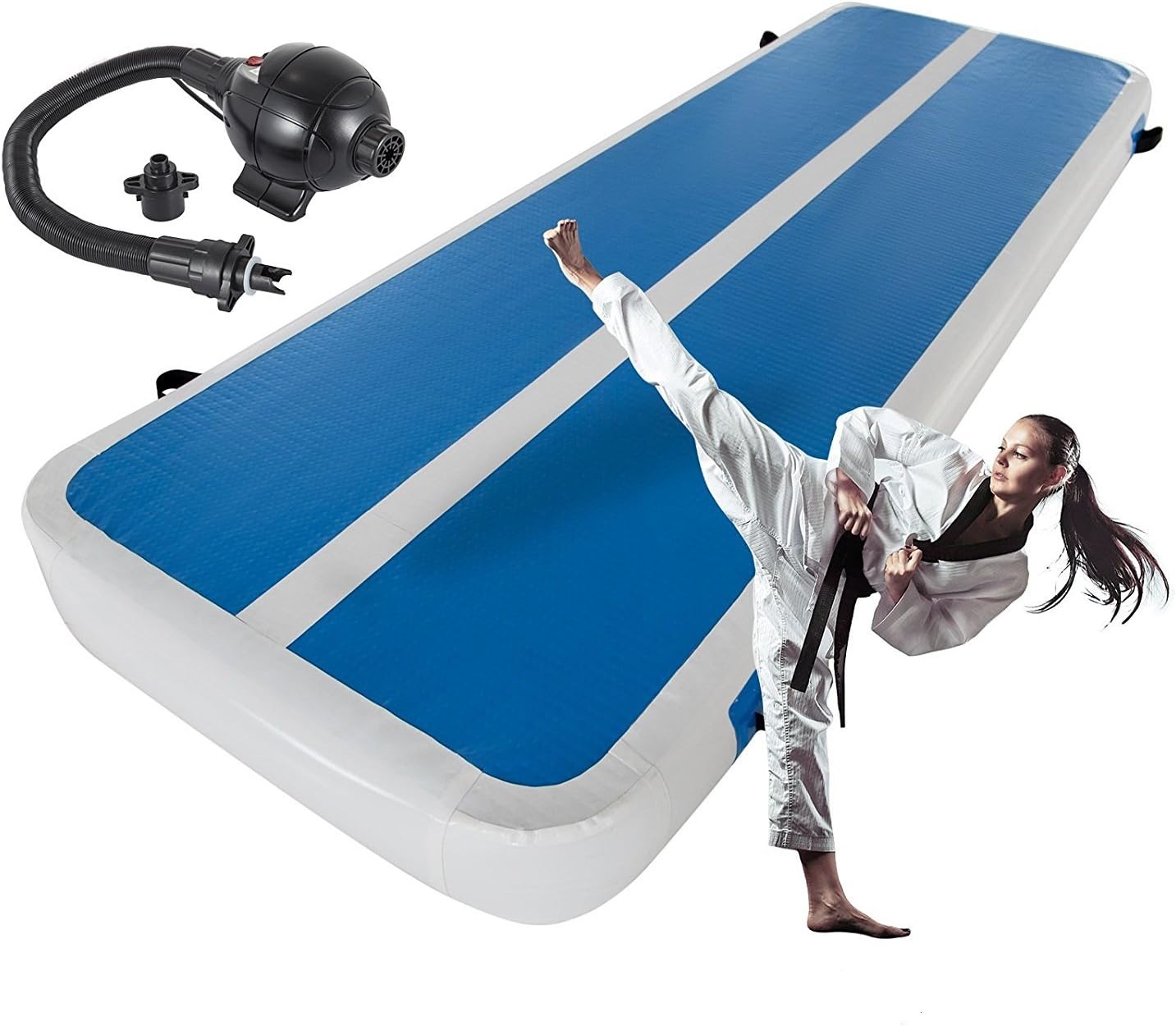 Sheepiic Inflatable Air Track Double-Wall Fabric Air Tumbling Track 20CM Thick Air Floor Gymnastics Training with Electric Air Pump for Home, Cheerleading, Beach, Park and Water Use (1x3m)