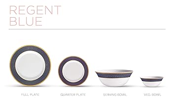 Diva From La Opala Sovrana Regent Opalware Sovrana Dinner Set, 19-Pieces, Blue