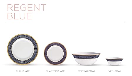 Diva From La Opala Sovrana Regent Opalware Sovrana Dinner Set, 33-Pieces, Blue