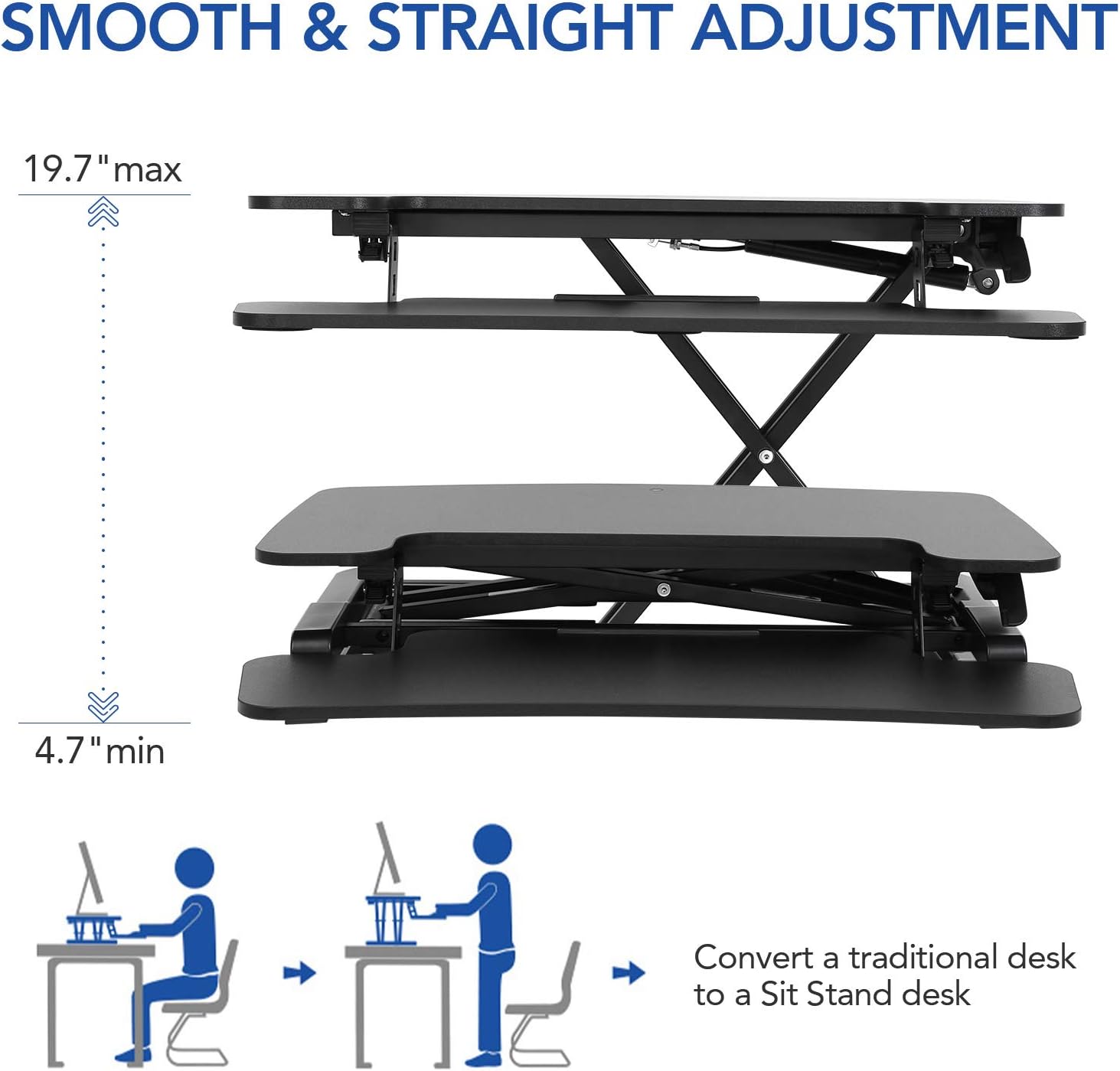 FLEXISPOT Standing Desk Converter 30 inch Height Adjustable Stand Up Desk Riser Black Home Office Desk Workstation for Dual Monitors and Laptop (M730) : Office Products