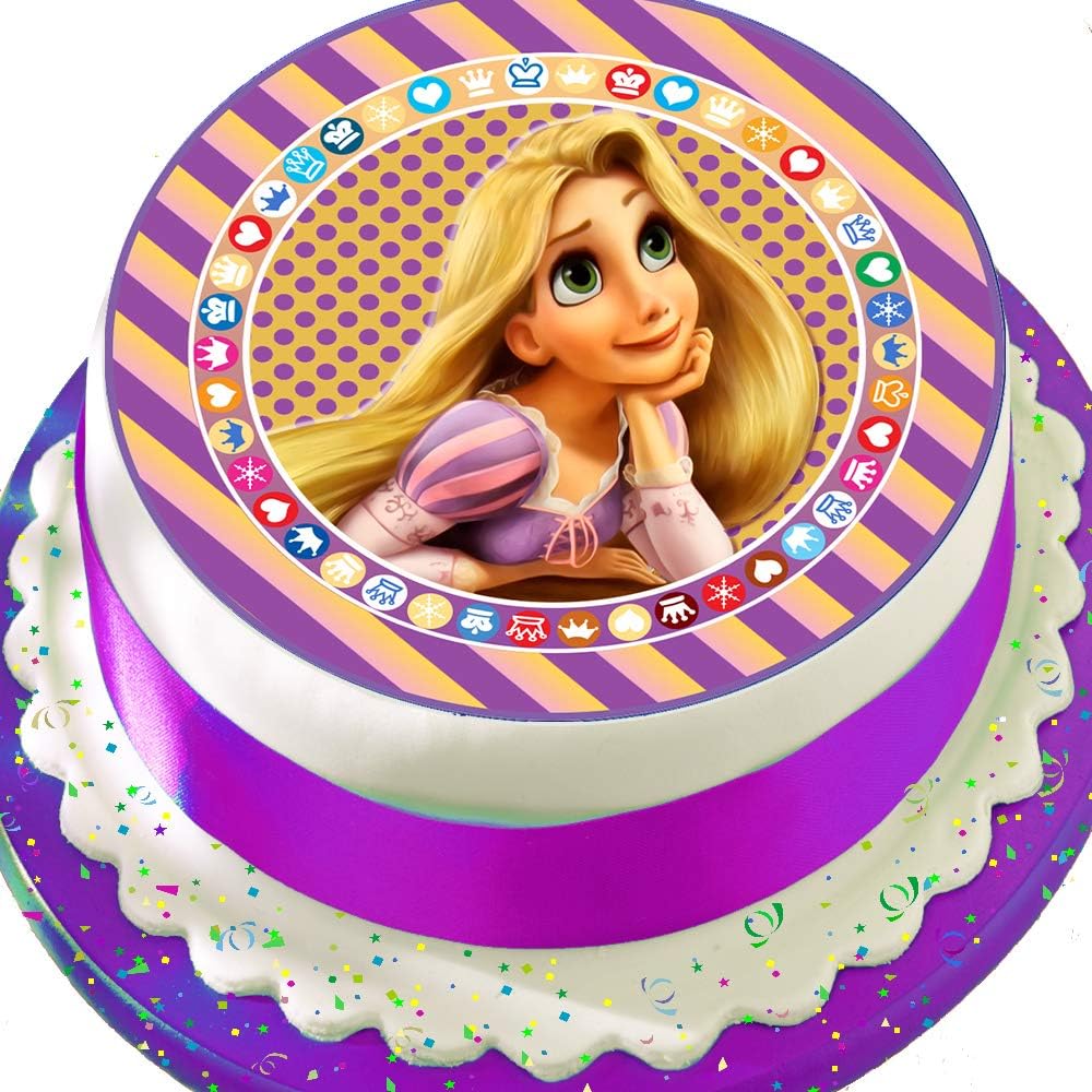 Kitchen, Dining & Bar Rapunzel 7.5" Round Personalised Edible Icing