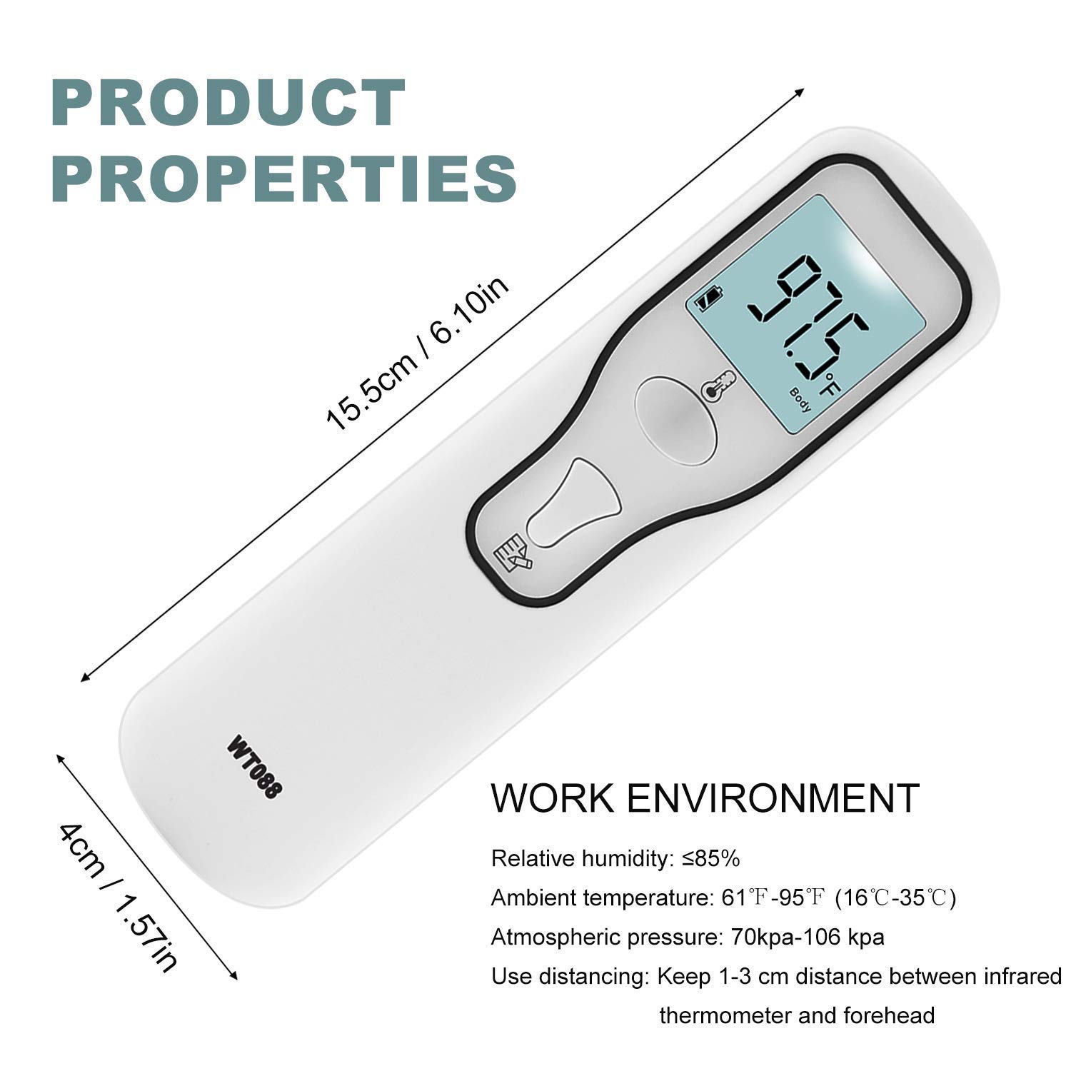 MOTORBEL Forehead Thermometer, Non-Contact Infrared Digital Thermometer for Baby, Kids, and Adults, Thermometer with Accurate Instant Readings, Infrared Body Thermometer and Memory Function: Industrial & Scientific