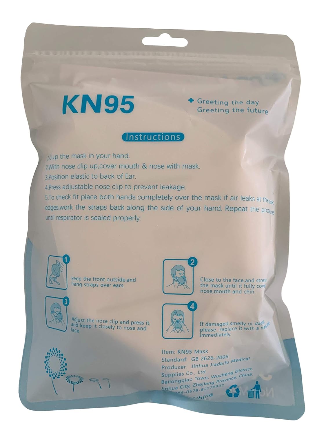 Disposable KN95 Face Masks on the FDA EUA List, Non-Woven 5-Layer Disposable Mask, Elastic Ear Loops, Adjustable Nose Wire, Light Weight, Perfect for Office, 5 Units/Bag: Industrial & Scientific