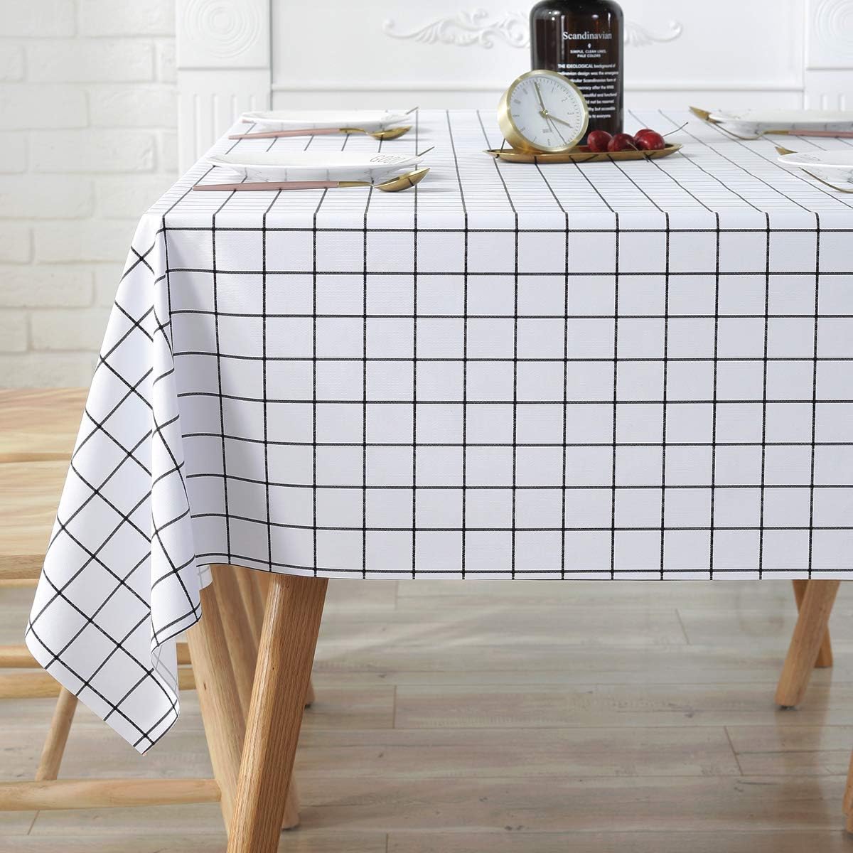 LOHASCASA Plaid Tablecloth Rectangular Wipeable Spillproof