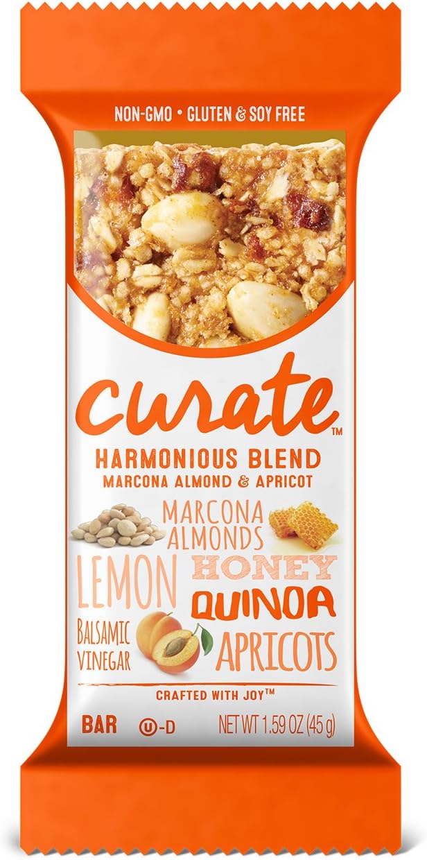 Curate Gluten-Free Snack Bars, Harmonious Blend Marcona Almond & Apricot, 1.59 oz, 12 count